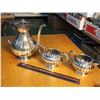 Image 2 : Silver Plate Tea Service, Teapot, Cream, Sugar