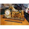 Image 1 : Sessions Clock, Brass Horse And Clock On Metal Base