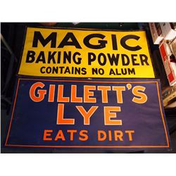 Magic Baking Powder / Gillett’s Lye Paper Signs