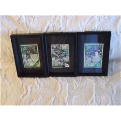 Framed Signed Sask Roughrider Cards (3 Cards, Don Narcisse Ltd. ED. Gene Makowsky, Ventson Donelson)