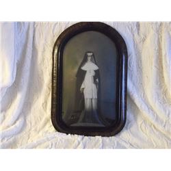 Oval Convex Glass Picture, Nun, 23”x15”