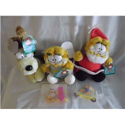 McDonald's Garfield's Toys (5) (Stuffed Odie 1978, Stuffed Garfield Christmas 1990, Stuffed Garfield