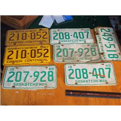 Assorted Saskatchewan License Plates (7)(1960s)