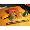 Image 2 : Coloured Glass Telephone Insulators (3) & Shoe Shine Kit (Dominion, Hemmingray, Patent 1893)