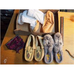 Mocassins, (2 Pairs), Mukluks (Handmade), Purple Beaded Purse