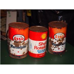 Oil Tins (3) (Marvelube, Shell Full)