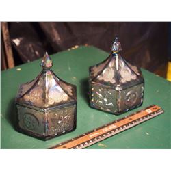 Blue Carnival Glass Candy Dishes