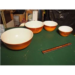 Set Of Pyrex Bowls, Two With Fruit On Side