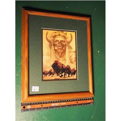 Framed Artwork, Native, Buffalo