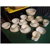 Image 2 : Lot Of Milk Glass with Golden Trim Dishware (Cups, Saucers, Cream, Sugar, Mostly Fire-King)