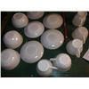 Image 4 : Lot Of Milk Glass with Golden Trim Dishware (Cups, Saucers, Cream, Sugar, Mostly Fire-King)