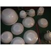 Image 5 : Lot Of Milk Glass with Golden Trim Dishware (Cups, Saucers, Cream, Sugar, Mostly Fire-King)