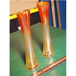 Peach Carnival Glass Vases (2)