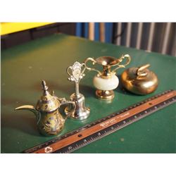 Lot Of Small Metal Items (Curling Rock Bottle Opener, Bell, Mini Sugar, Etc)