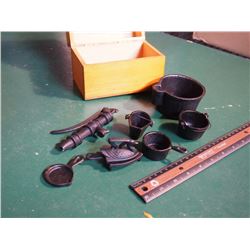 Cast Iron Miniatures With Wood Box