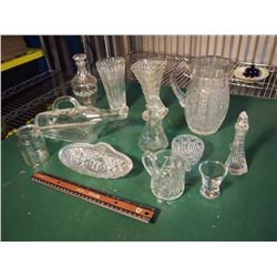 Lot Of Glassware (Vases, Pitchers, Misc)
