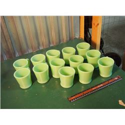 Lot Of Green Glass Fire King Coffee Cups