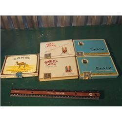 Metal Cigarette Flats (Sweet Caporal & Black Cat) W/ Extra Cardboard Camel