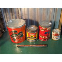 Metal Pail and Tins (Burns, Family Brand, Blue Ribbon, Rogers’)