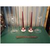 Image 1 : Glass Candlestick Holders with Red Candlesticks