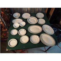 Lot Of Green Trim Dishware