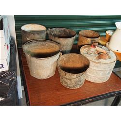 Lot Of Metal Pails And Similar (Tip Top Pure Lard Tin)