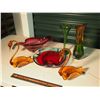 Image 1 : Lot Of Colored Glass Pieces (Swans, Vases)