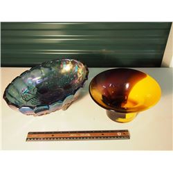 Carnival Glass Fruit Bowl With Extra Fruit Bowl