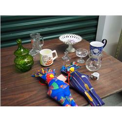 Lot Of Misc. (Dishware, Dolls, Boot Mug)