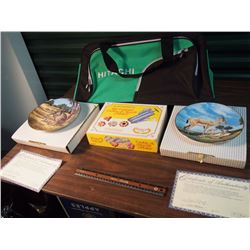 Lot OF Collectible Plates, Hitachi Bag,Cookie And Noodle Maker