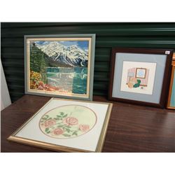Lot Of Framed Needlepoint (3)