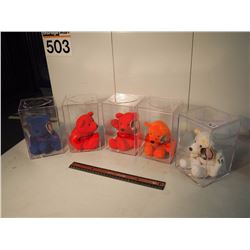 Lot of 5 Salvino’s NHL Beanie Bammers: Lindros, Hull, Fedorov, Shanahan & Hasek In Plastic Display C