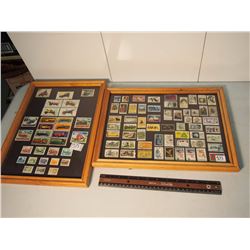 2 Framed Postage Stamp Collages: 1 of United States & 1 Foreign
