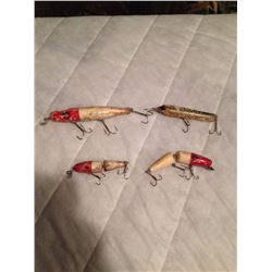 Wooden Fish Hooks (4) (Glass Eyes)