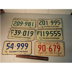 Lot Of 70’s Saskatchewan Licence Plates (6)