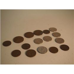 Lot Of Antique Coins (Large Coin (3), Small Pennies (6), Nickels (7))