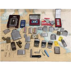 Lot Of Vintage Lighters, Accessories, Pocket Knives