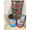 Image 4 : Lot Of Quart Oil Cans (7) (Red Indian, North Star, B/A Mobiloil)
