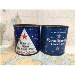 Lot Of Five Pound William Penn North Star Oil Grease cans (2)