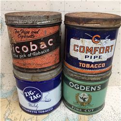 Tobacco tins (4) (ZigZag Comfort Picobac Ogdens)