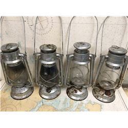 Lot Of Meva Tin Barn Lanterns (4)(Czechoslovakia)