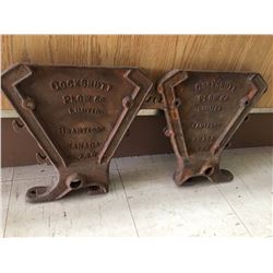 Antique lot Cockshutt cast iron seed drill ends (2) on small crack