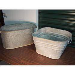 Lot Of Galvanized Tubs (2) (1 With Lid)