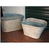 Image 1 : Lot Of Galvanized Tubs (2) (1 With Lid)