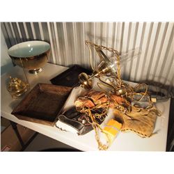 Lot Of Misc. (Hanging Lamp, Catcher Mitts, Etc.)