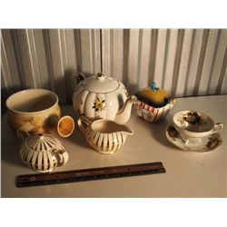 Lot Of Dishware (Kettle, Cream And Sugar, Tea Cup, Etc.)