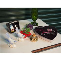 Lot Of Misc. (Vase, Elvis Box, Salt And Pepper, Statues)