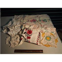 Misc Linens, Doilies, Clothes, Etc;