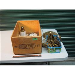 Wood Apple Box, Antique Brass Chandelier, Porcelain Lamp Holder