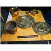 Image 1 : Lot Of Vintage Copper Brass And Brassey, Footed Pot, Platters, Etc.